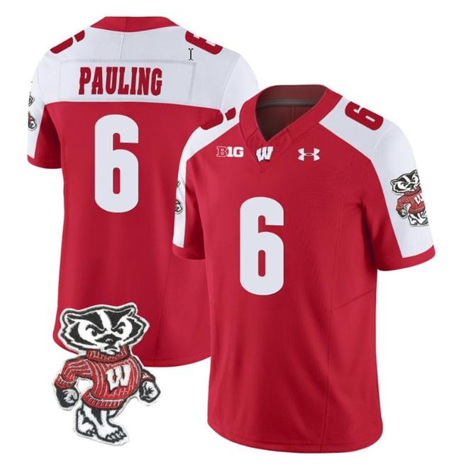 Men's Will Pauling Jersey #6 Wisconsin Badgers Vapor Limited College Football Red Alternate