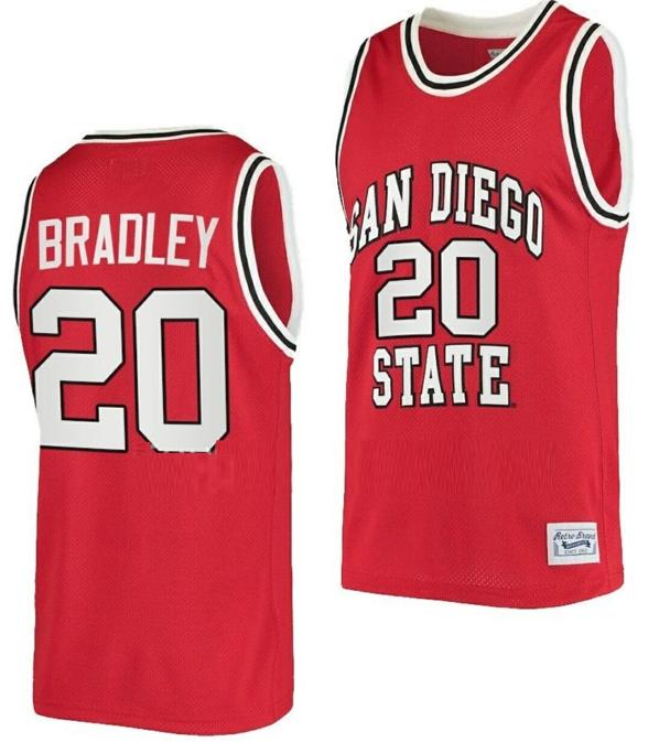 Men's Matt Bradley Jersey San Diego State Aztecs College Basketball Red Retro #20