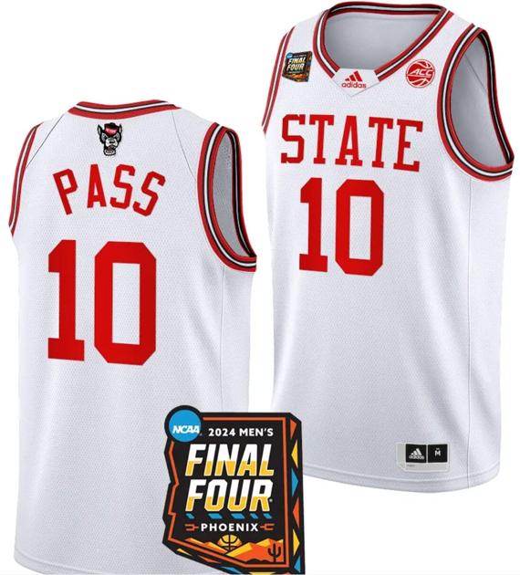 Men's Breon Pass Jersey #10 NC State Wolfpack 2024 NCAA March Madness Final Four Basketball White Men's Breon Pass Jersey #10 NC State Wolfpack 2024 NCAA March Madness Final Four Basketball White