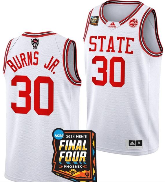 Men's DJ Burns Jr Jersey #30 NC State Wolfpack 2024 NCAA March Madness Final Four Basketball White Men's DJ Burns Jr Jersey #30 NC State Wolfpack 2024 NCAA March Madness Final Four Basketball White