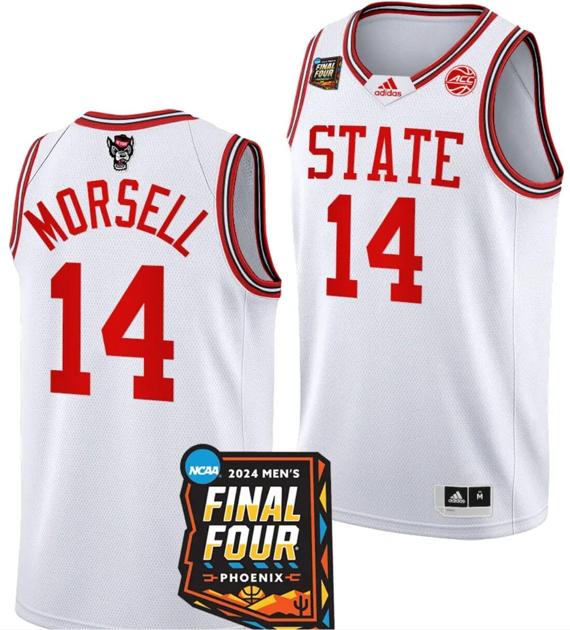 Men's Casey Morsell Jersey #14 NC State Wolfpack 2024 NCAA March Madness Final Four Basketball White Men's Casey Morsell Jersey #14 NC State Wolfpack 2024 NCAA March Madness Final Four Basketball White