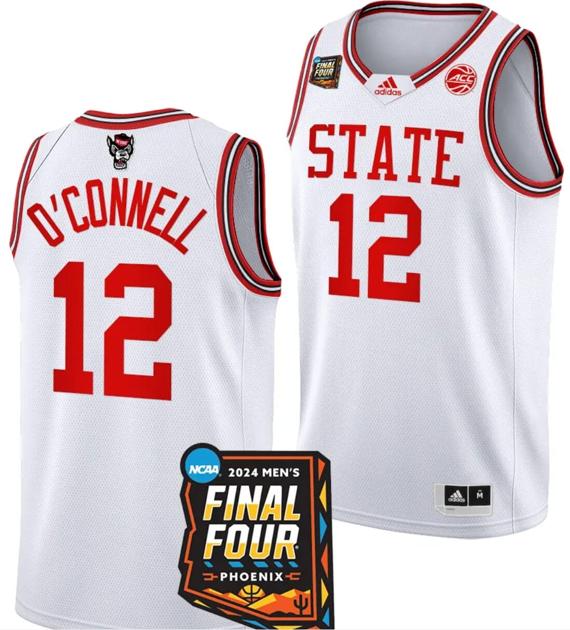 Men's Michael O'Connell Jersey #12 NC State Wolfpack 2024 NCAA March Madness Final Four Basketball White Men's Michael O'Connell Jersey #12 NC State Wolfpack 2024 NCAA March Madness Final Four Basketball White