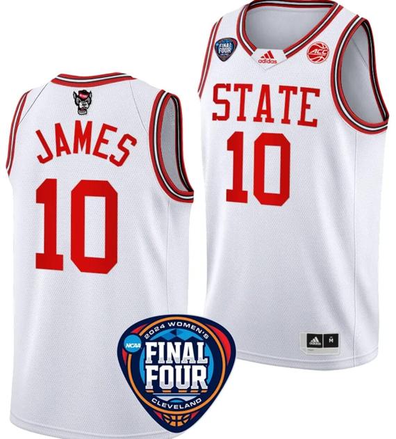 Men's Aziaha James Jersey #10 NC State Wolfpack Basketball 2024 NCAA March Madness Final Four White Men's Aziaha James Jersey #10 NC State Wolfpack Basketball 2024 NCAA March Madness Final Four White