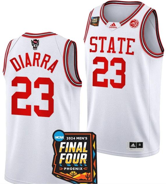 Men's Mohamed Diarra Jersey #23 NC State Wolfpack 2024 NCAA March Madness Final Four Basketball White Men's Mohamed Diarra Jersey #23 NC State Wolfpack 2024 NCAA March Madness Final Four Basketball White