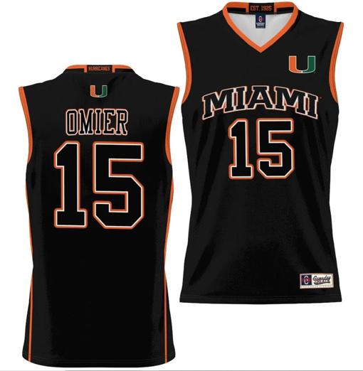Men's Norchad Omier Jersey #15 Miami Hurricanes NIL College Basketball Lightweight Black Men's Norchad Omier Jersey #15 Miami Hurricanes NIL College Basketball Lightweight Black