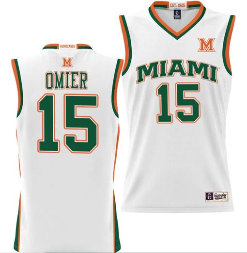 Men's Norchad Omier Jersey #15 Miami Hurricanes NIL College Basketball Lightweight White Men's Norchad Omier Jersey #15 Miami Hurricanes NIL College Basketball Lightweight White