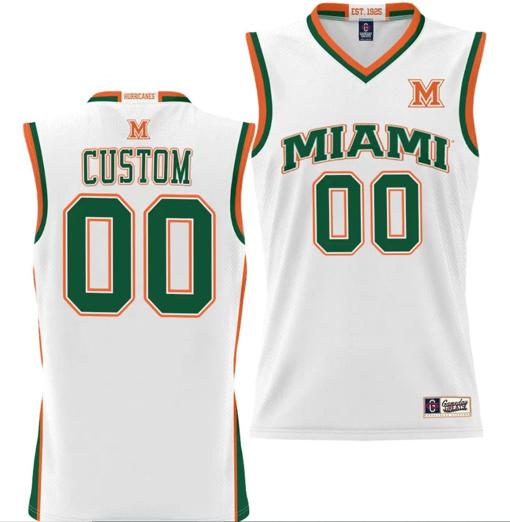 Men's Custom Miami Hurricanes Jersey Name and Number NIL College Basketball Lightweight White