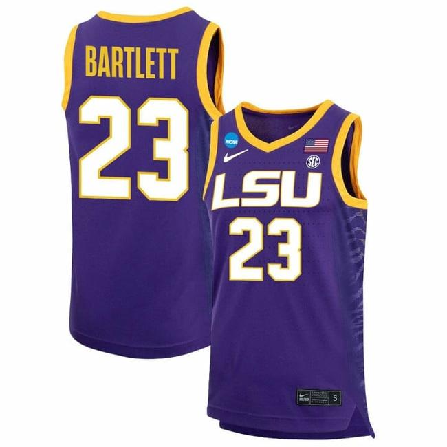 Men's Amani Bartlett Jersey LSU Tigers Basketball 2023 NCAA College Purple #23