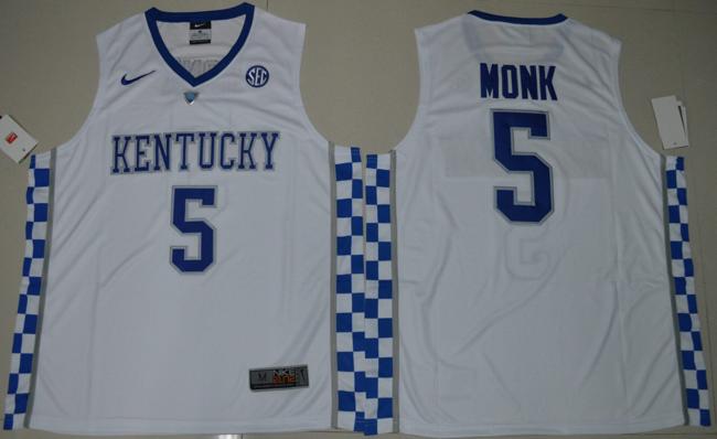 Men's Kentucky Wildcats #5 Malik Monk NCAA Basketball Jersey White