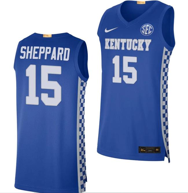 Men's Reed Sheppard Jersey #15 Kentucky Wildcats Limited College Basketball Replica Blue Men's Reed Sheppard Jersey #15 Kentucky Wildcats Limited College Basketball Replica Blue