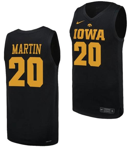 Men's Kate Martin Jersey #20 Iowa Hawkeyes Basketball uniform 2023-24 Black