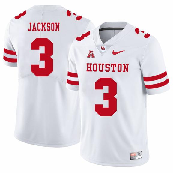 Men's Houston Cougars #3 William Jackson College Football Jersey White