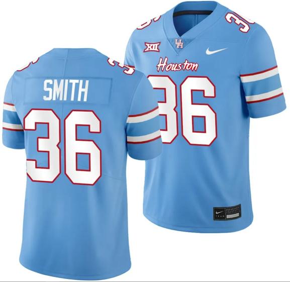Men's Houston Cougars Oilers Themed #36 Sherman Smith Jersey NCAA Football Blue