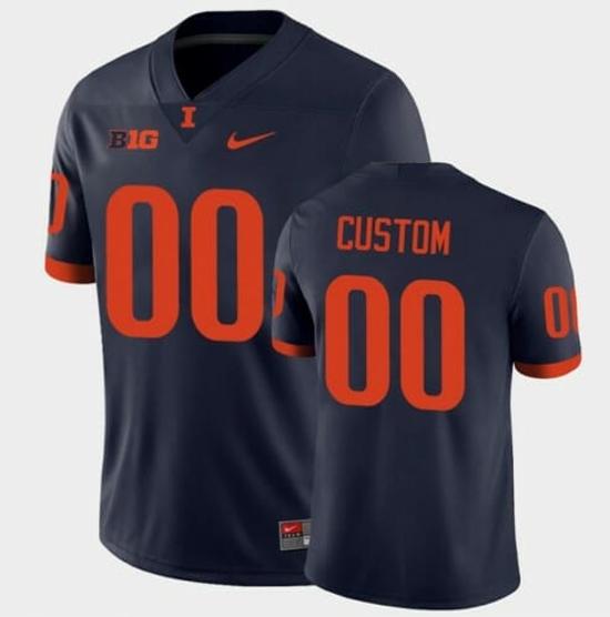 Men's Custom Illinois Fighting Illini Football Jersey Name Number Navy College Men's Custom Illinois Fighting Illini Football Jersey Name Number Navy College