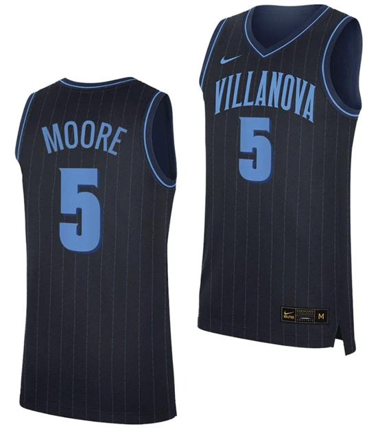Men's Nike Justin Moore Jersey #5 Villanova Wildcats Replica College Basketball 2023-24 Navy Men's Nike Justin Moore Jersey #5 Villanova Wildcats Replica College Basketball 2023-24 Navy