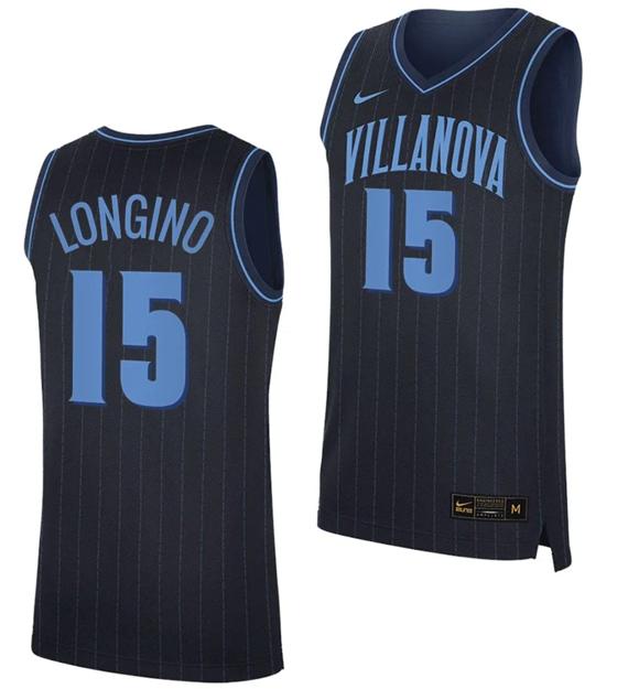 Men's Nike Jordan Longino Jersey #15 Villanova Wildcats Replica College Basketball 2023-24 Navy Men's Nike Jordan Longino Jersey #15 Villanova Wildcats Replica College Basketball 2023-24 Navy
