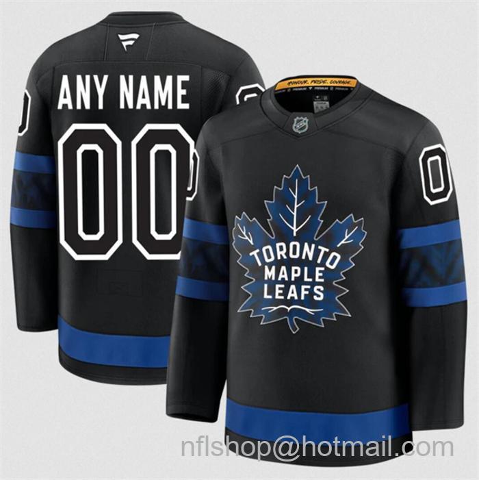 Customized Men's Toronto Maple Leafs Black 2024-25 Alternate Stitched Hockey Jersey