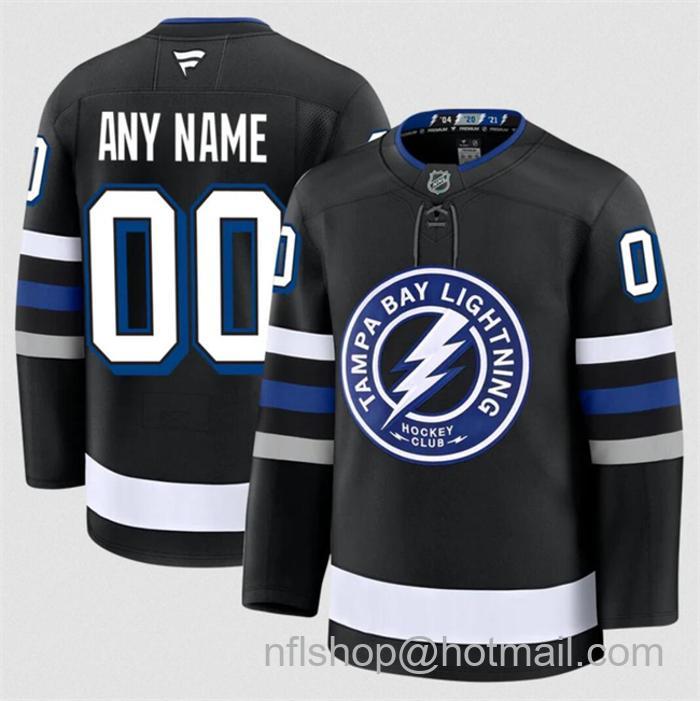 Customized Men's Tampa Bay Lightning Black 2024-25 Alternate Stitched Hockey Jersey