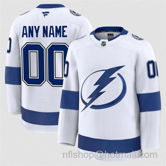 Customized Men's Tampa Bay Lightning White 2024-25 Away Stitched Hockey Jersey
