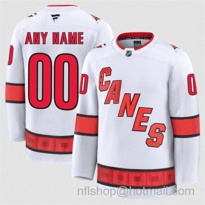 Customized Men's Carolina Hurricanes White 2024-25 Away Stitched Hockey Jersey