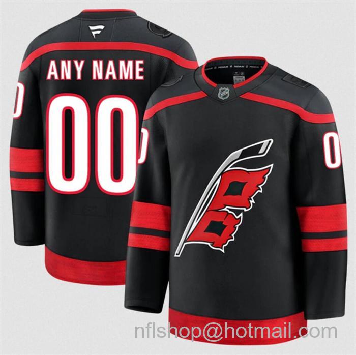 Customized Men's Carolina Hurricanes Black 2024-25 Home Stitched Hockey Jersey