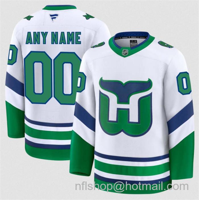Customized Men's Carolina Hurricanes White 2024-25 Throwback Stitched Hockey Jersey