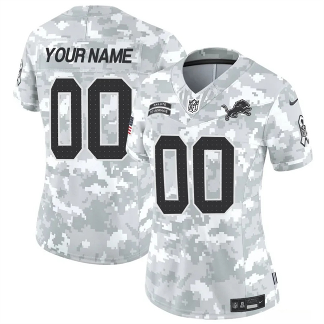 Customized Women's Detroit Lions 2024 F.U.S.E Arctic Camo Salute to Service Limited Stitched Jersey(Run Small)