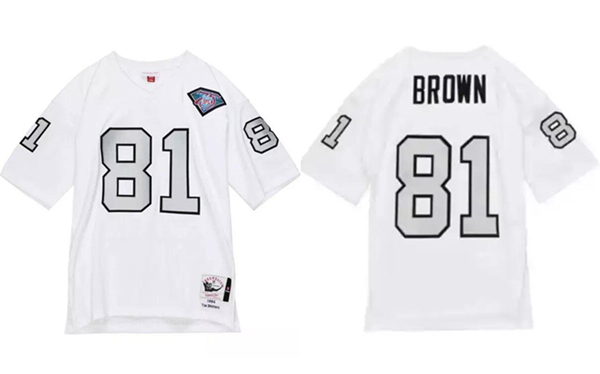 Men's Las Vegas Raiders #81 Tim Brown White 1994 Football Throwback Stitched Jersey