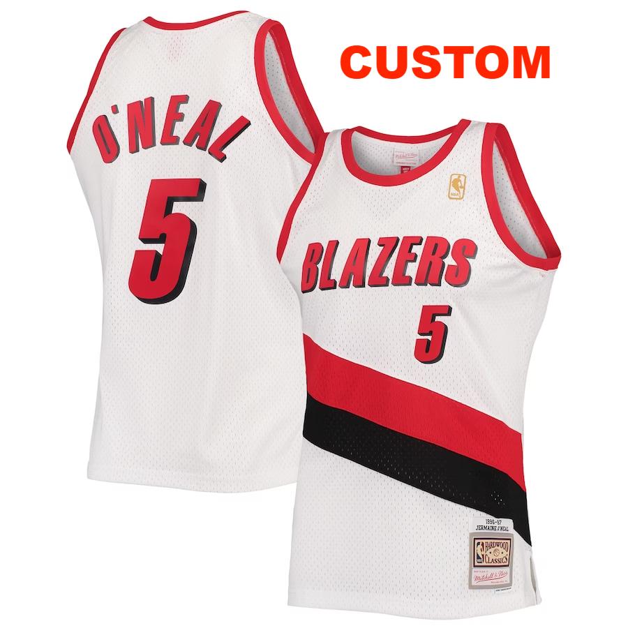 Men's Custom Throwback White Portland Trail Blazers 1996-97 Hardwood Classics Swingman Jersey