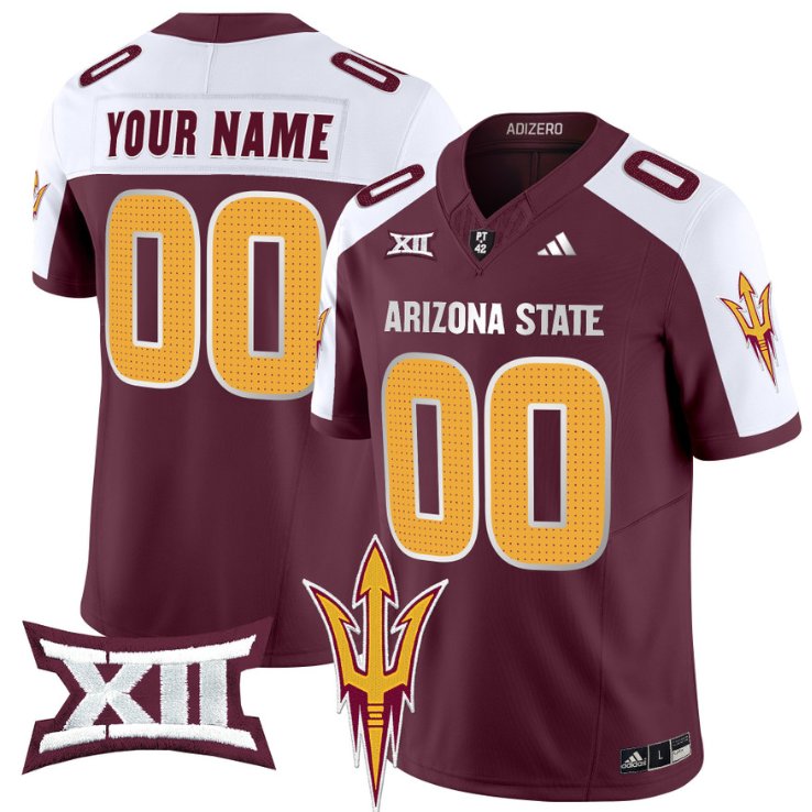 Men's Adidas Custom Arizona State Sun Devils Jersey Name, Number 2024 Vapor Limited Maroon Alternate