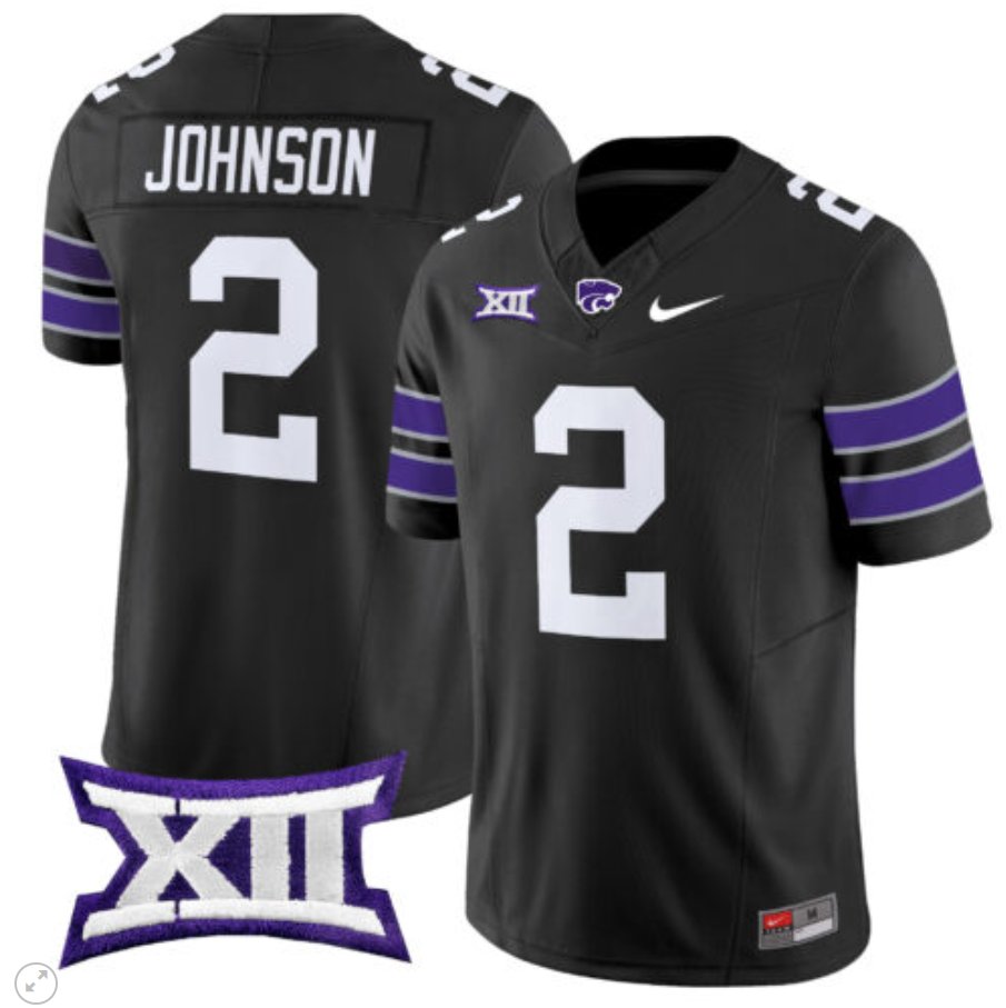 Men's Nike Avery Johnson Jersey #2 Kansas State Wildcats Vapor Limited Football Black