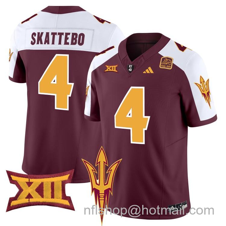 Men's Adidas Arizona State Sun Devils #4 Cam Skattebo Maroon Alternate 2025 F.U.S.E. Vapor Limited College Big 12 Stitched Football Jerseys