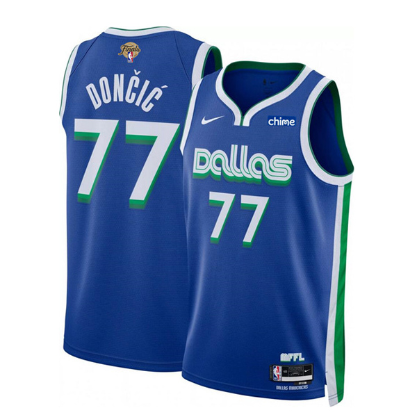 Men's Dallas Mavericks #77 Luka Doncic Blue 2024 Finals City Edition Stitched Basketball Jersey Men's Dallas Mavericks #77 Luka Doncic Blue 2024 Finals City Edition Stitched Basketball Jersey