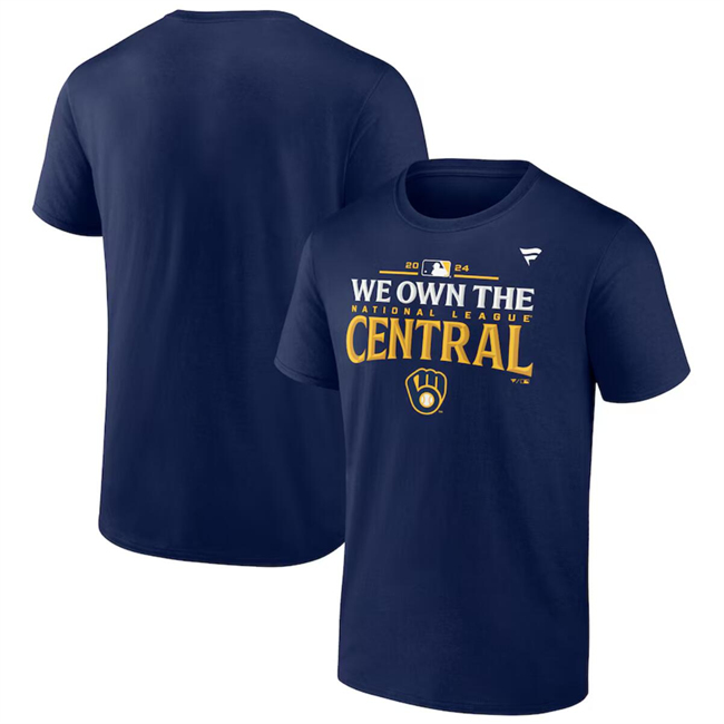 Men's Milwaukee Brewers Navy 2024 NL Central Division Champions Locker Room T-Shirt Men's Milwaukee Brewers Navy 2024 NL Central Division Champions Locker Room T-Shirt