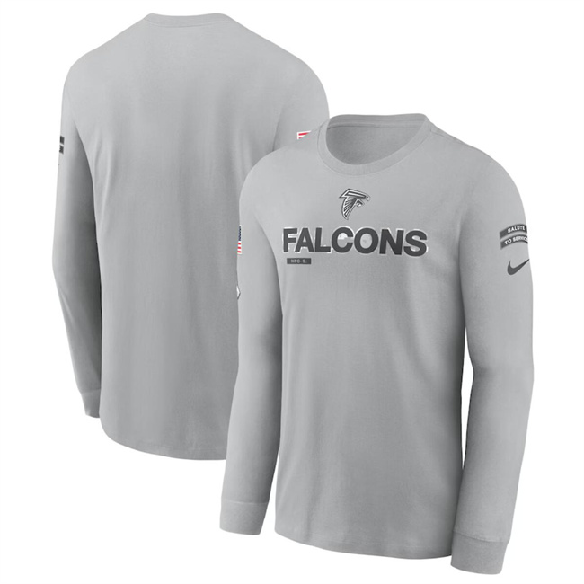 Men's Atlanta Falcons 2024 Gray Salute To Service Long Sleeve T-Shirt Men's Atlanta Falcons 2024 Gray Salute To Service Long Sleeve T-Shirt
