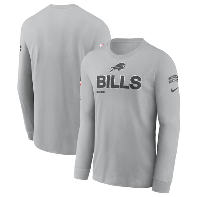 Men's Buffalo Bills 2024 Gray Salute To Service Long Sleeve T-Shirt Men's Buffalo Bills 2024 Gray Salute To Service Long Sleeve T-Shirt