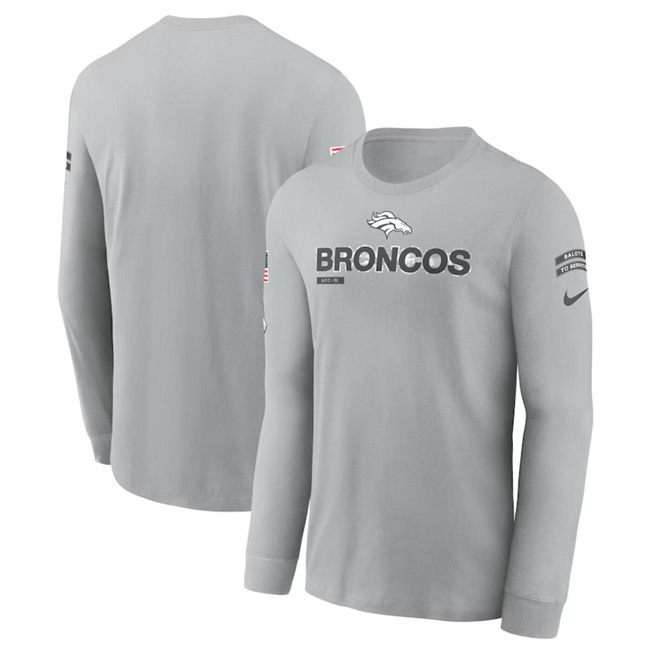 Men's Denver Broncos 2024 Gray Salute To Service Long Sleeve T-Shirt Men's Denver Broncos 2024 Gray Salute To Service Long Sleeve T-Shirt