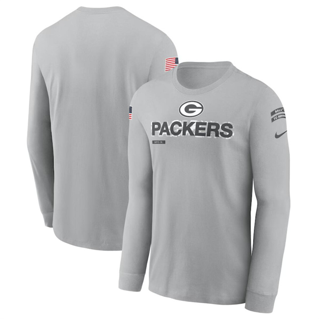Men's Green Bay Packers 2024 Gray Salute To Service Long Sleeve T-Shirt Men's Green Bay Packers 2024 Gray Salute To Service Long Sleeve T-Shirt
