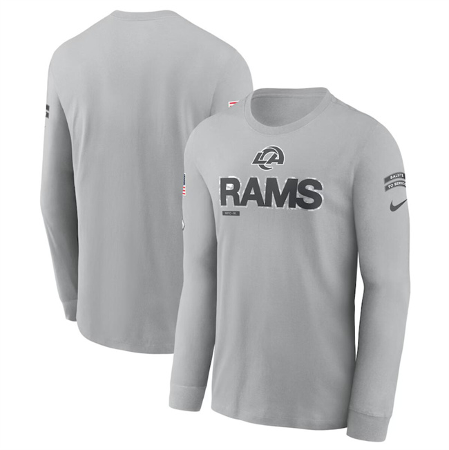 Men's Los Angeles Rams 2024 Gray Salute To Service Long Sleeve T-Shirt Men's Los Angeles Rams 2024 Gray Salute To Service Long Sleeve T-Shirt