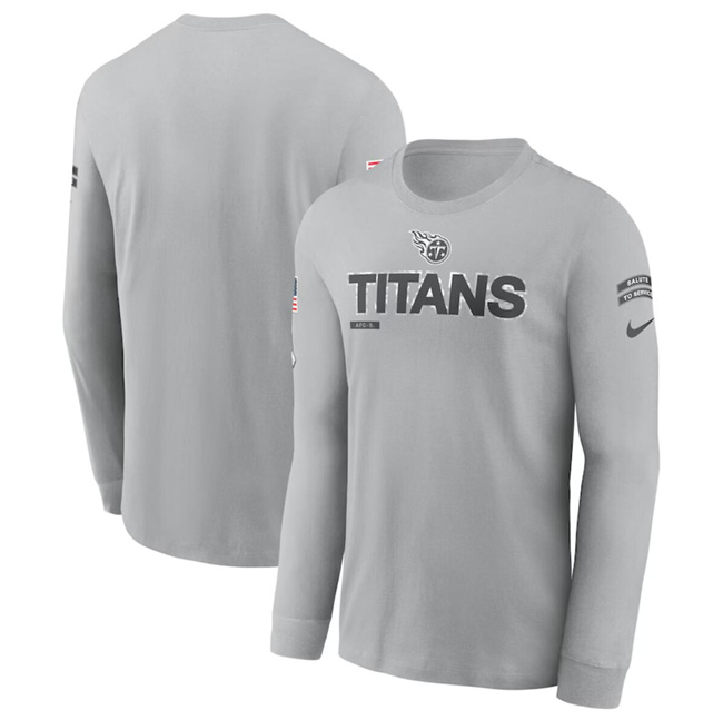 Men's Tennessee Titans 2024 Gray Salute To Service Long Sleeve T-Shirt Men's Tennessee Titans 2024 Gray Salute To Service Long Sleeve T-Shirt