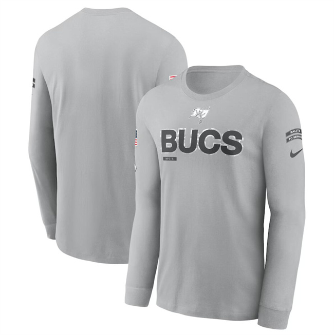 Men's Tampa Bay Buccaneers 2024 Gray Salute To Service Long Sleeve T-Shirt Men's Tampa Bay Buccaneers 2024 Gray Salute To Service Long Sleeve T-Shirt
