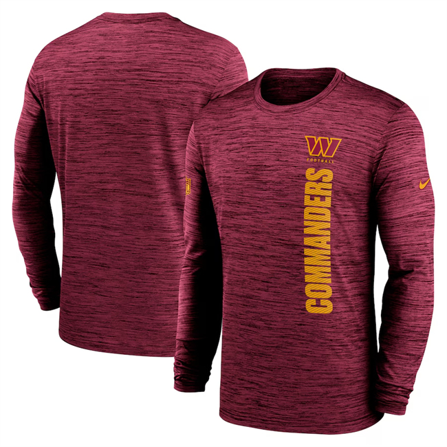Men's Washington Commanders Burgundy 2024 Sideline Team Velocity Performance Long Sleeve T-Shirt Men's Washington Commanders Burgundy 2024 Sideline Team Velocity Performance Long Sleeve T-Shirt
