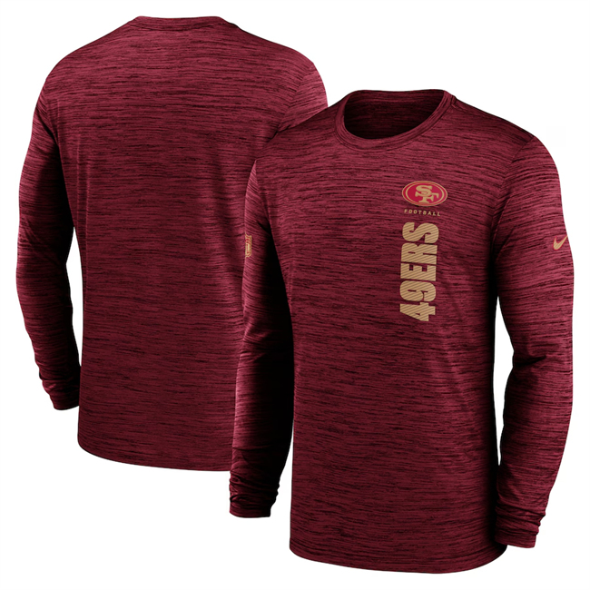 Men's San Francisco 49ers Scarlet 2024 Sideline Team Velocity Performance Long Sleeve T-Shirt Men's San Francisco 49ers Scarlet 2024 Sideline Team Velocity Performance Long Sleeve T-Shirt