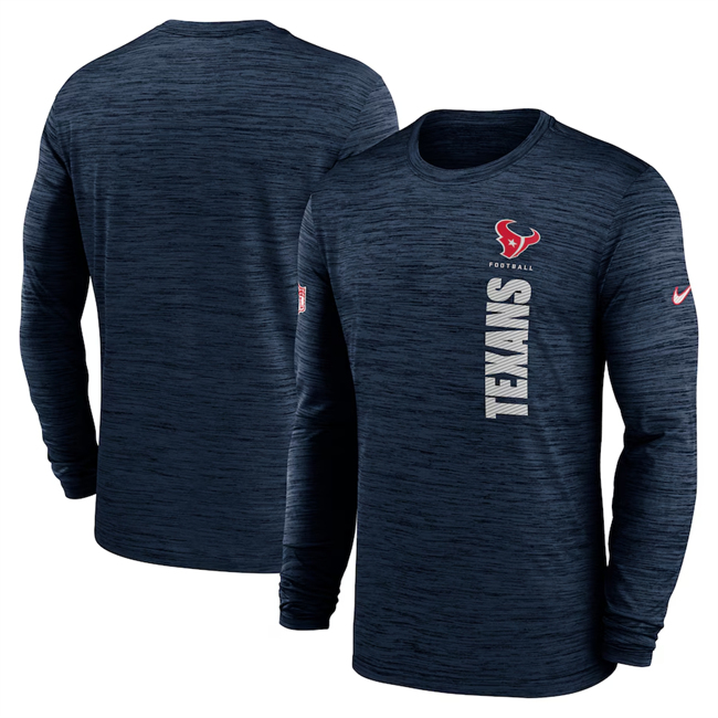 Men's Houston Texans Navy 2024 Sideline Team Velocity Performance Long Sleeve T-Shirt Men's Houston Texans Navy 2024 Sideline Team Velocity Performance Long Sleeve T-Shirt