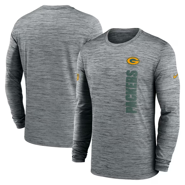 Men's Green Bay Packers Grey 2024 Sideline Team Velocity Performance Long Sleeve T-Shirt Men's Green Bay Packers Grey 2024 Sideline Team Velocity Performance Long Sleeve T-Shirt