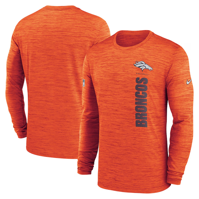 Men's Denver Broncos Orange 2024 Sideline Team Velocity Performance Long Sleeve T-Shirt Men's Denver Broncos Orange 2024 Sideline Team Velocity Performance Long Sleeve T-Shirt