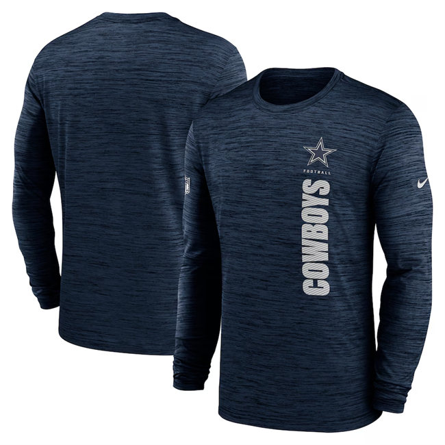 Men's Dallas Cowboys Navy 2024 Sideline Team Velocity Performance Long Sleeve T-Shirt Men's Dallas Cowboys Navy 2024 Sideline Team Velocity Performance Long Sleeve T-Shirt