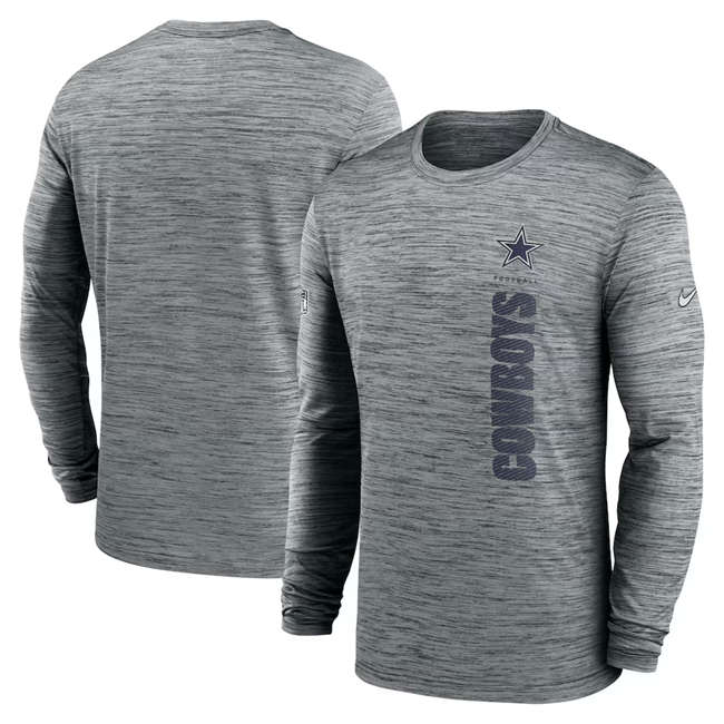 Men's Dallas Cowboys Grey 2024 Sideline Team Velocity Performance Long Sleeve T-Shirt Men's Dallas Cowboys Grey 2024 Sideline Team Velocity Performance Long Sleeve T-Shirt