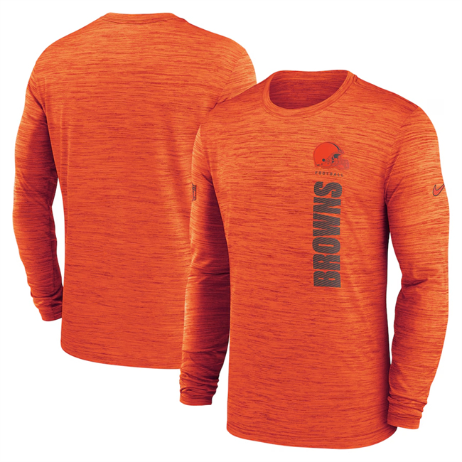 Men's Cleveland Browns Orange 2024 Sideline Team Velocity Performance Long Sleeve T-Shirt Men's Cleveland Browns Orange 2024 Sideline Team Velocity Performance Long Sleeve T-Shirt