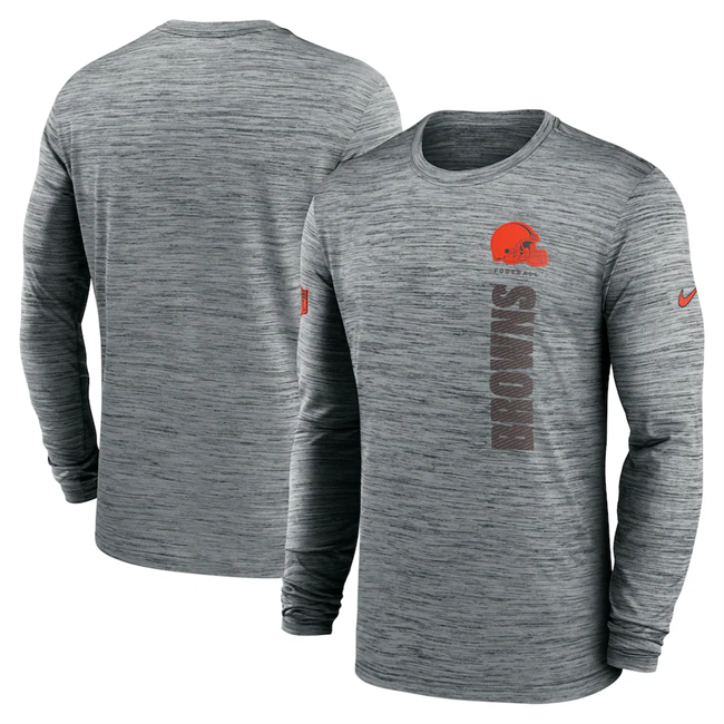 Men's Cleveland Browns Grey 2024 Sideline Team Velocity Performance Long Sleeve T-Shirt Men's Cleveland Browns Grey 2024 Sideline Team Velocity Performance Long Sleeve T-Shirt